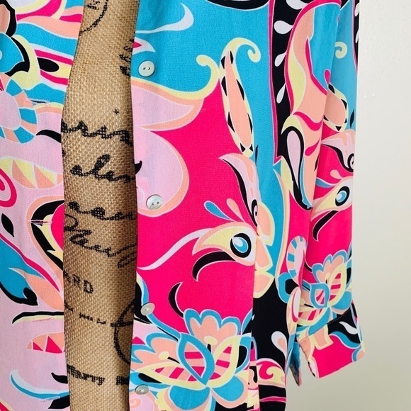 VIOLET & Claire Pink Fuchsia Black Blue Top XL - Picture 3 of 7